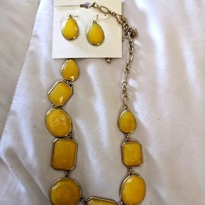 Yellow necklace and earrings